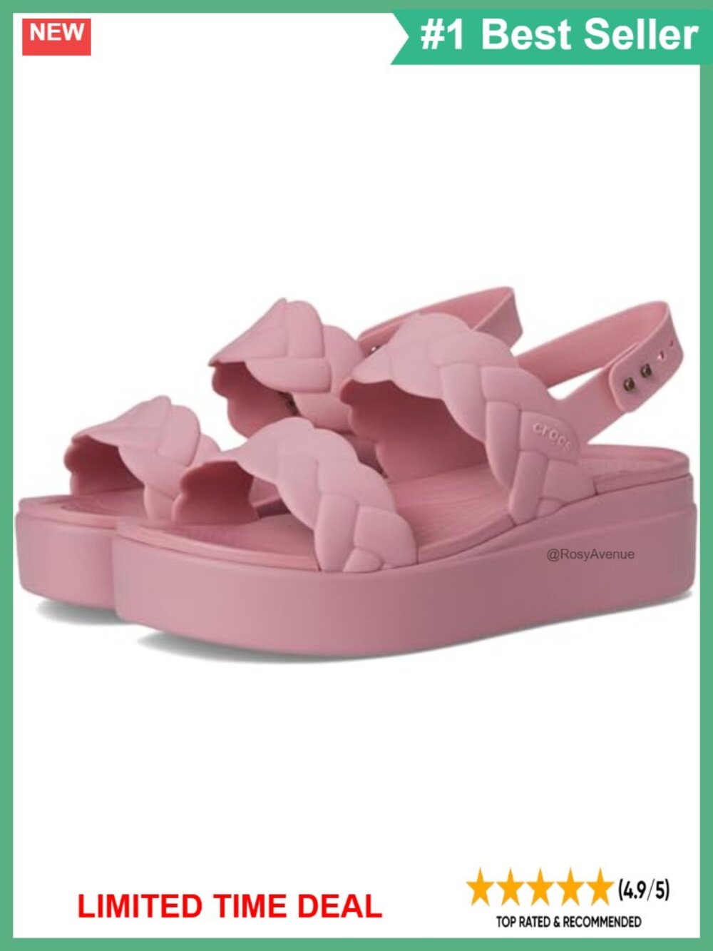 Crocs Women's Brooklyn Woven Low Wedge Sandals Platform Open Toe Slingback